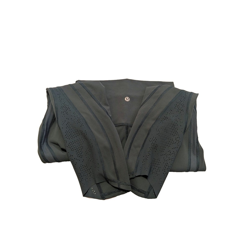 Lululemon‎ Crop Leggings Size 4 Dark Green Laser Cut 23" Inseam